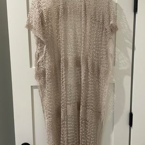 Cream and tan lightweight cardigan shawl